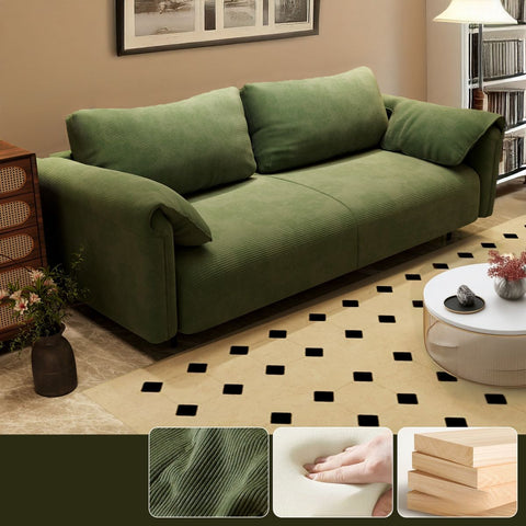 Corded Velvet Tear Resistant Emerald Green Standard Sofa, Green, Sponge