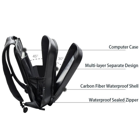 MKN Hard Shell Waterproof Carbon Fiber Backpack