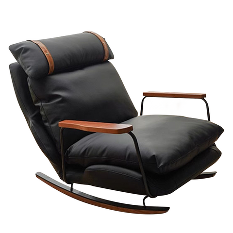 French Retro Leather Rocking Chair