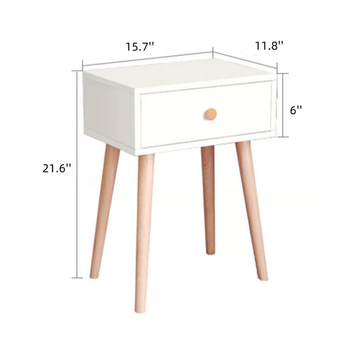 White Modern Single Drawer Nightstand