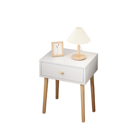 White Modern Single Drawer Nightstand