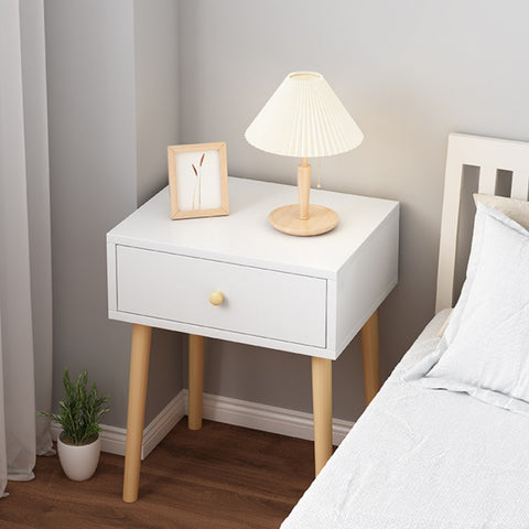 White Modern Single Drawer Nightstand