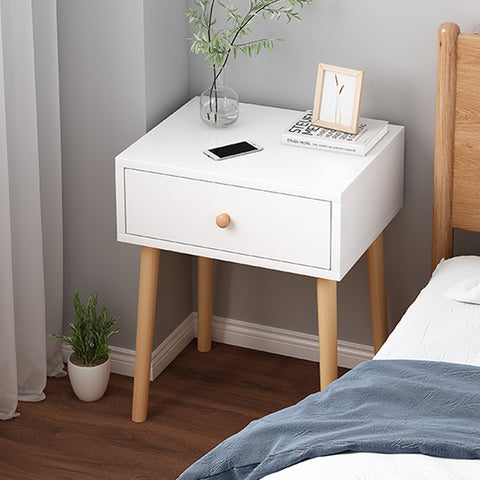 White Modern Single Drawer Nightstand