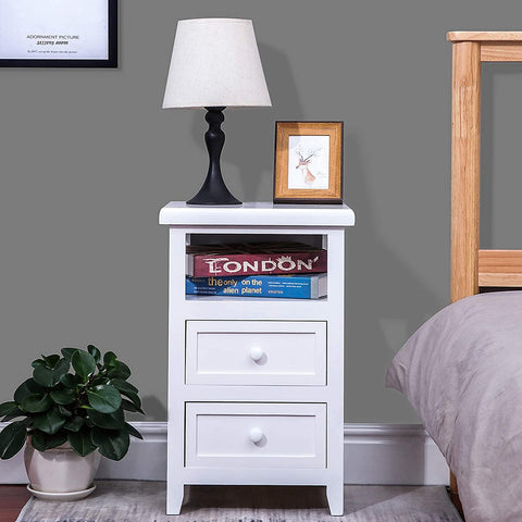 Hollowed Out Stylish Design 2-Tier Pull-Out Nightstand