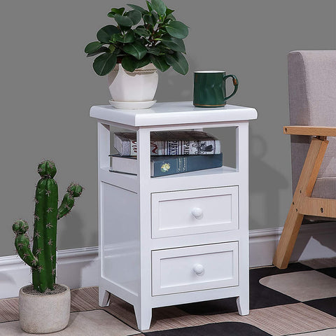 Hollowed Out Stylish Design 2-Tier Pull-Out Nightstand