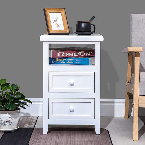 Hollowed Out Stylish Design 2-Tier Pull-Out Nightstand