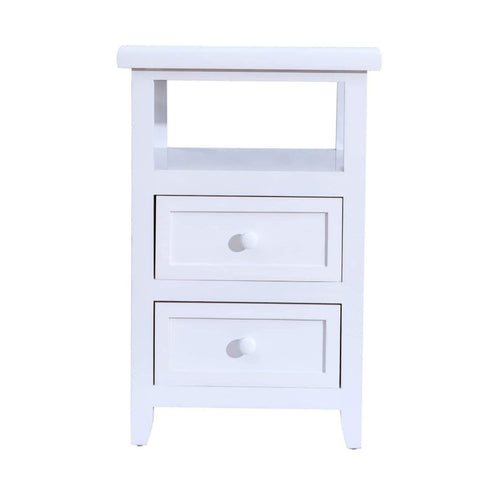 Hollowed Out Stylish Design 2-Tier Pull-Out Nightstand