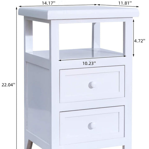 Hollowed Out Stylish Design 2-Tier Pull-Out Nightstand