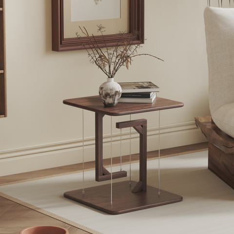 Floating Tensegrity Side Table Solid Wood Walnut Coffee Table