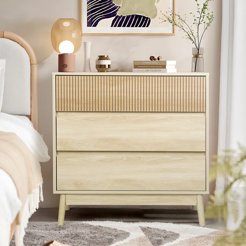 Natural Stylish Minimalist 3 Drawers Dresser