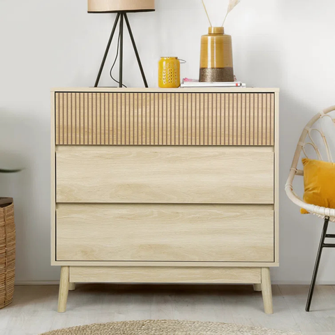 Natural Stylish Minimalist 3 Drawers Dresser