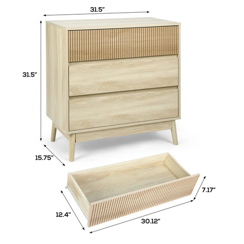 Natural Stylish Minimalist 3 Drawers Dresser