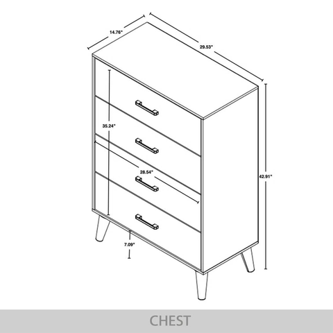 Unique Fashion Vertical 4 Drawers Dresser