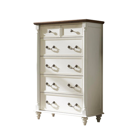 White Farmhouse 6 Drawers Dresser Chests for Bedroom