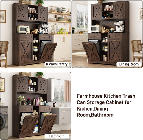 Cameron 71" Tall 47"Wide Kitchen Pantry Storage Cabinet with Power Outlets