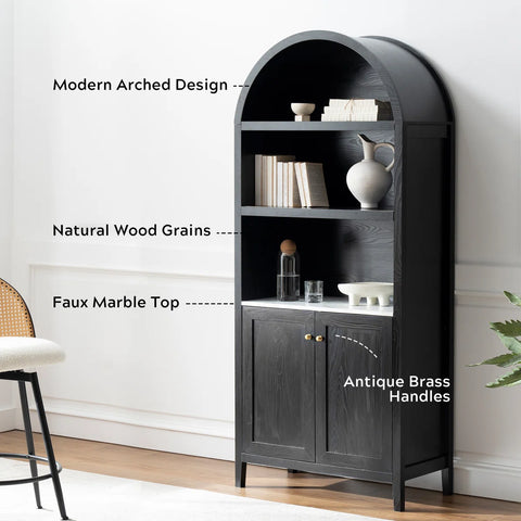 70.9" Wood Bookcase – Home Organizer