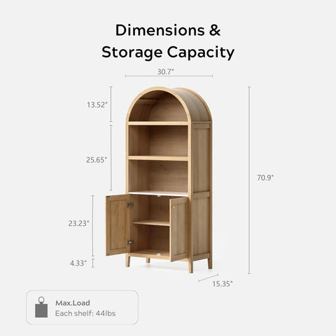 70.9" Wood Bookcase – Home Organizer