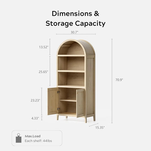 70.9" Wood Bookcase – Home Organizer