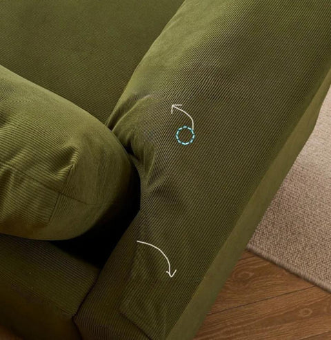 Corded Velvet Tear Resistant Emerald Green Standard Sofa, Green, Sponge