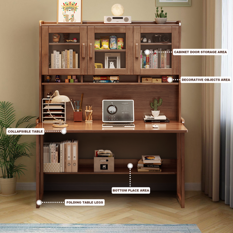 AUSTIN  Plus Farmhouse Buffet Cabinets with Sliding Barn Door, Folding Coffee Table Kids Study Table