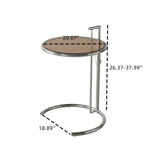 Stainless Steel Lifting Small Glass Side Table for Living Room