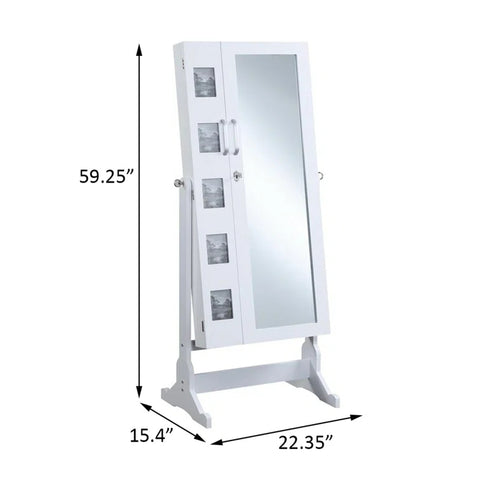 Big Stand-Up Jewelry Armoire Mirror With Drawers