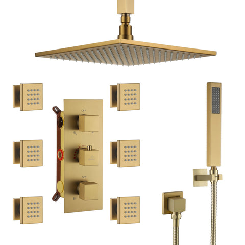 Atlanta Wall Mount Shower System With Digital Display & 6 Body Jets