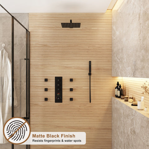 Atlanta Wall Mount Shower System With Digital Display & 6 Body Jets