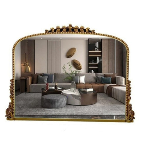 Large Metal Frame Design Gold Arch Decorative Mantle Mirror