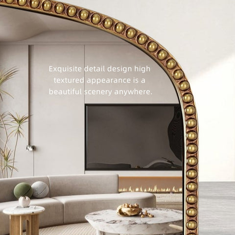 Large Metal Frame Design Gold Arch Decorative Mantle Mirror