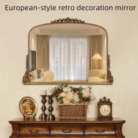 Large Metal Frame Design Gold Arch Decorative Mantle Mirror