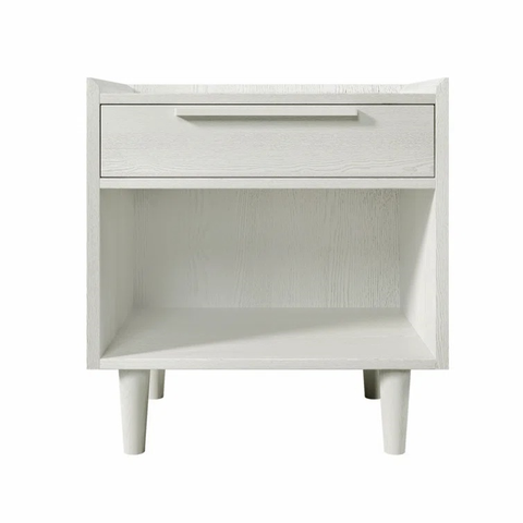 White Mid-century Modern Nightstand With Drawer