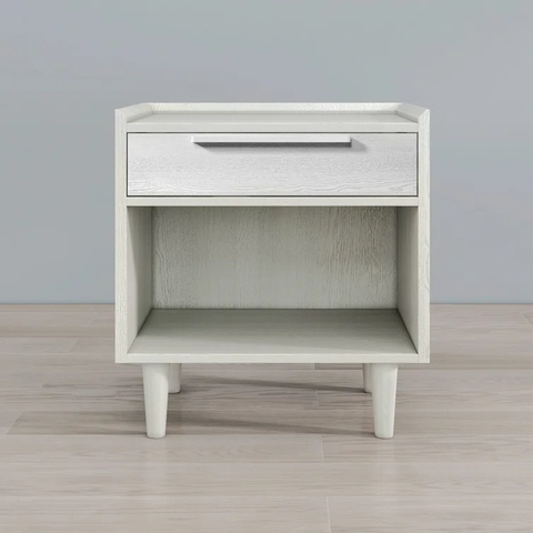 White Mid-century Modern Nightstand With Drawer