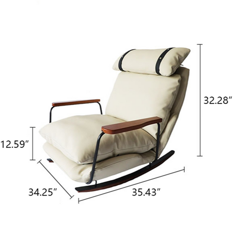 French Retro Leather Rocking Chair