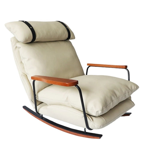 French Retro Leather Rocking Chair