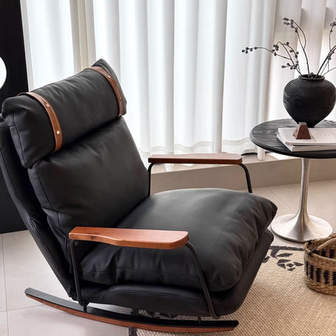 French Retro Leather Rocking Chair