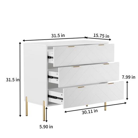 3-Layers White Elegant Dressers