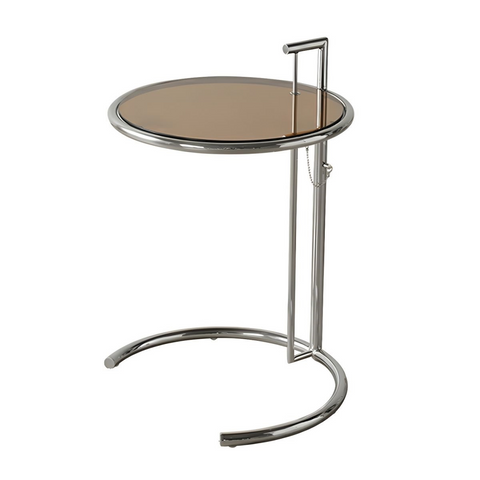 Stainless Steel Lifting Small Glass Side Table for Living Room