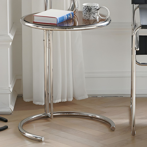 Stainless Steel Lifting Small Glass Side Table for Living Room