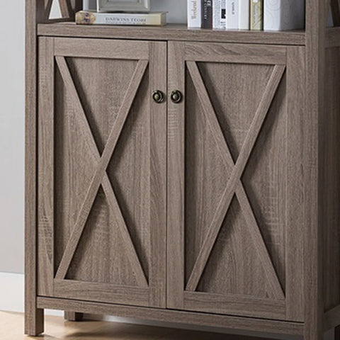 Two-Shelf Wood Cabinet - Crosshatch Door Design