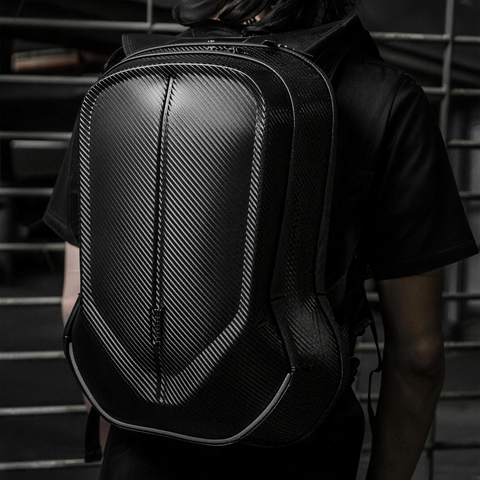 MKN Carbon Fiber Hard Shell Motorcycle Backpack with Helmet Holder