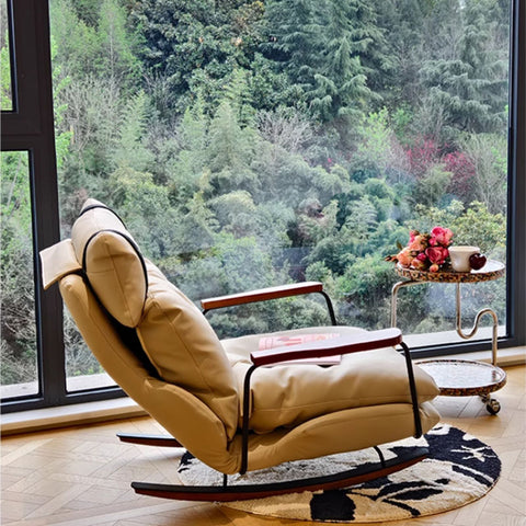 French Retro Leather Rocking Chair