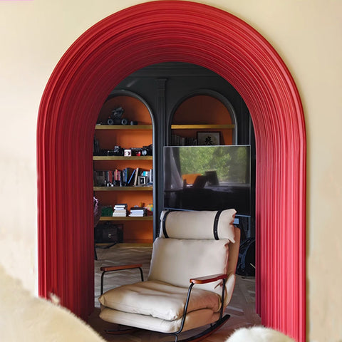French Retro Leather Rocking Chair