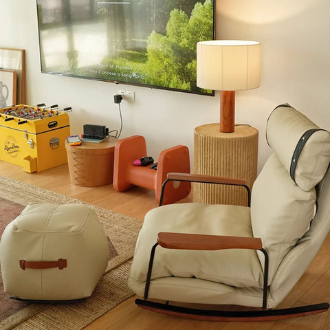 French Retro Leather Rocking Chair