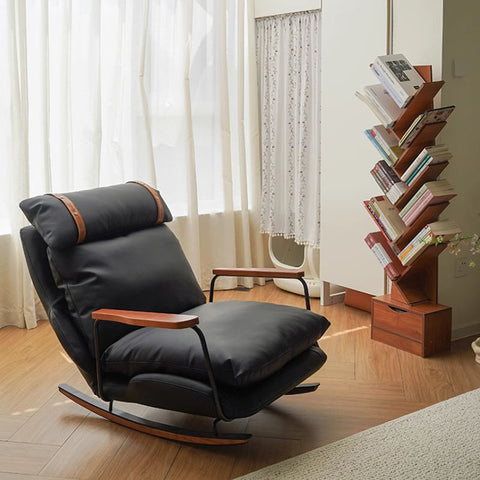 French Retro Leather Rocking Chair