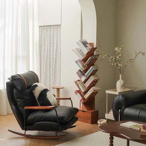 French Retro Leather Rocking Chair